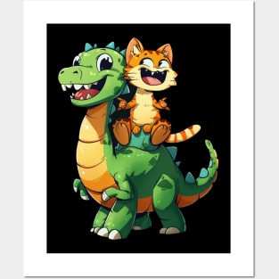 Cat Dinosaur Rumble Posters and Art